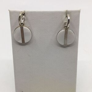 Caracol Silver Tone and White Shell Hoop Earrings